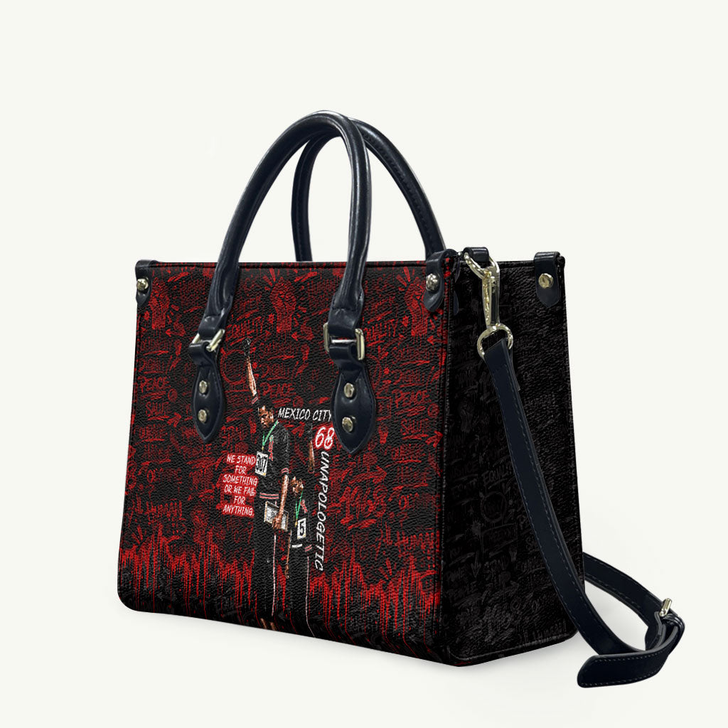 Mexico City 1968 Black Power Salute Leather Bag Unapologetic Civil Rights History Urban Graffiti Art