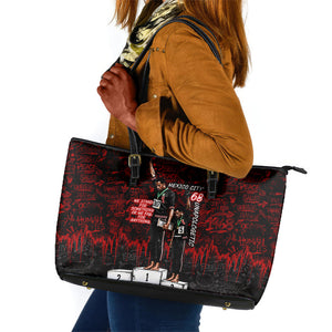 Mexico City 1968 Black Power Salute Leather Tote Bag Unapologetic Civil Rights History Urban Graffiti Art