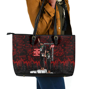 Mexico City 1968 Black Power Salute Leather Tote Bag Unapologetic Civil Rights History Urban Graffiti Art