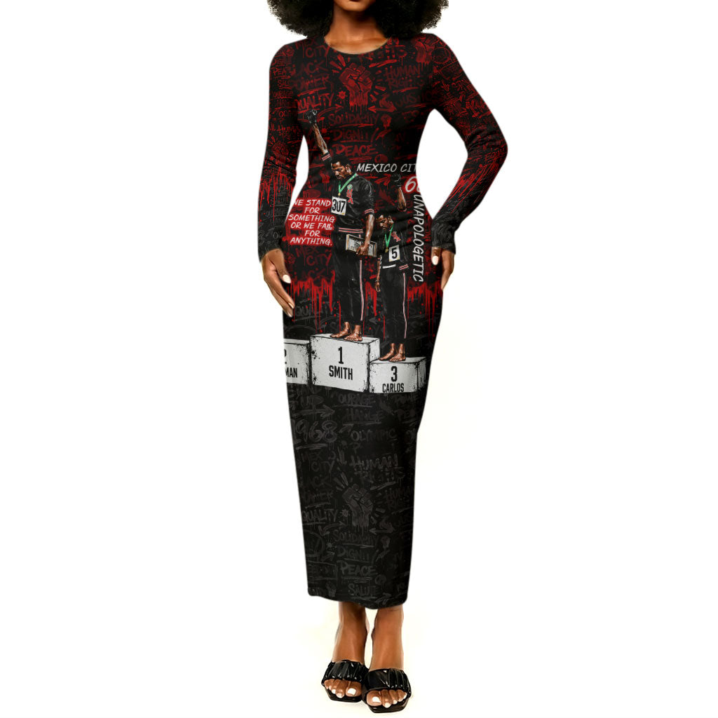 Mexico City 1968 Black Power Salute Long Sleeve Bodycon Dress Unapologetic Civil Rights History Urban Graffiti Art