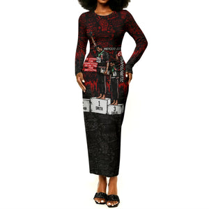 Mexico City 1968 Black Power Salute Long Sleeve Bodycon Dress Unapologetic Civil Rights History Urban Graffiti Art