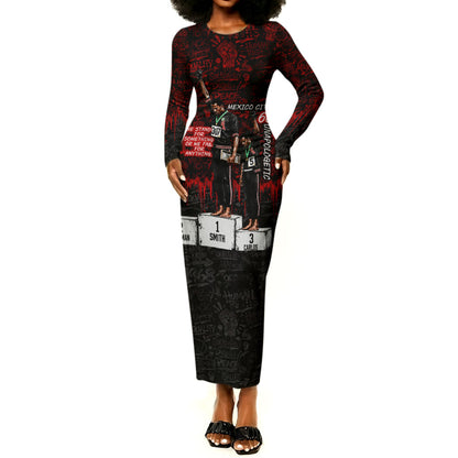 Mexico City 1968 Black Power Salute Long Sleeve Bodycon Dress Unapologetic Civil Rights History Urban Graffiti Art