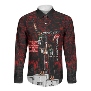 Mexico City 1968 Black Power Salute Long Sleeve Button Shirt Unapologetic Civil Rights History Urban Graffiti Art