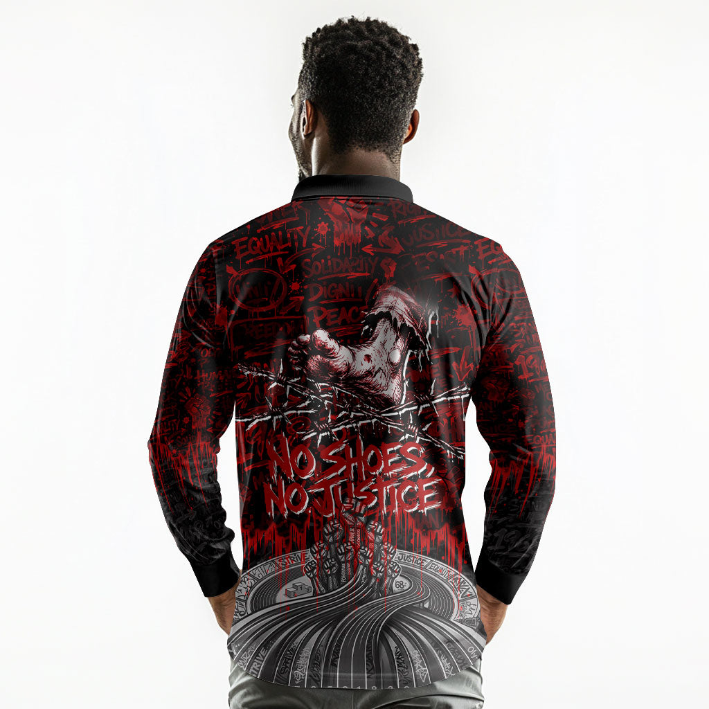 Mexico City 1968 Black Power Salute Long Sleeve Polo Shirt Unapologetic Civil Rights History Urban Graffiti Art