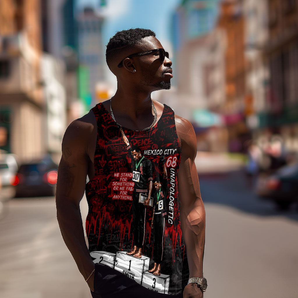 Mexico City 1968 Black Power Salute Men Tank Top Unapologetic Civil Rights History Urban Graffiti Art