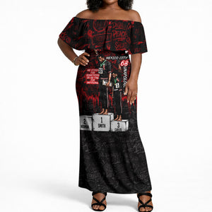 Mexico City 1968 Black Power Salute Off Shoulder Maxi Dress Unapologetic Civil Rights History Urban Graffiti Art