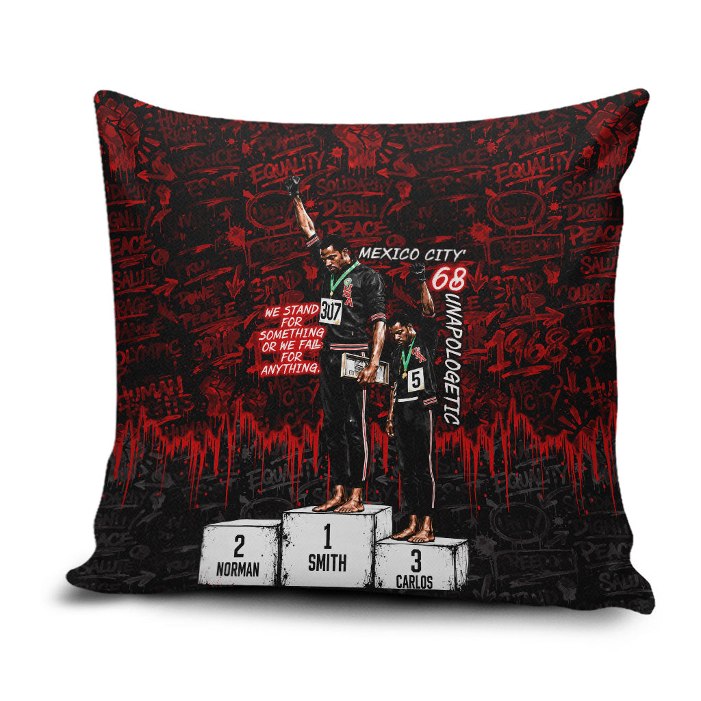 Mexico City 1968 Black Power Salute Pillow Cover Unapologetic Civil Rights History Urban Graffiti Art