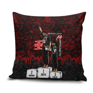 Mexico City 1968 Black Power Salute Pillow Cover Unapologetic Civil Rights History Urban Graffiti Art
