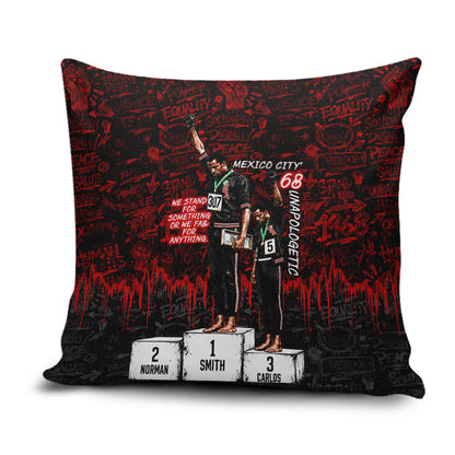 Mexico City 1968 Black Power Salute Pillow Cover Unapologetic Civil Rights History Urban Graffiti Art