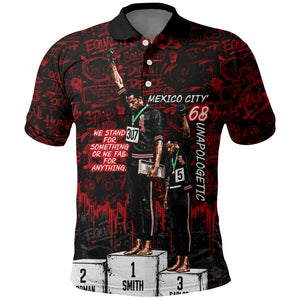 Mexico City 1968 Black Power Salute Polo Shirt Unapologetic Civil Rights History Urban Graffiti Art