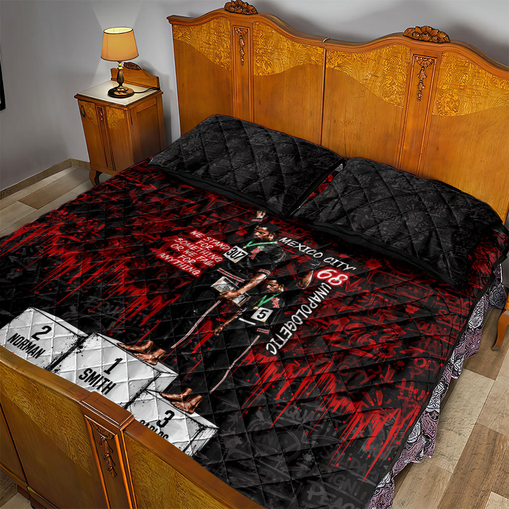 Mexico City 1968 Black Power Salute Quilt Bed Set Unapologetic Civil Rights History Urban Graffiti Art