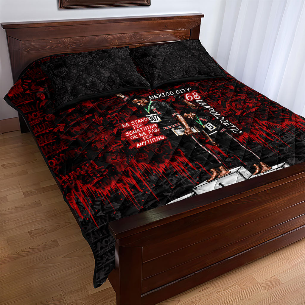 Mexico City 1968 Black Power Salute Quilt Bed Set Unapologetic Civil Rights History Urban Graffiti Art