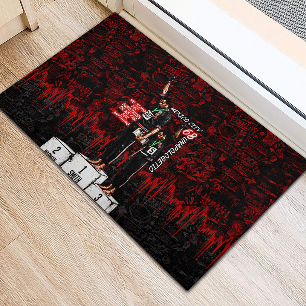Mexico City 1968 Black Power Salute Rubber Doormat Unapologetic Civil Rights History Urban Graffiti Art