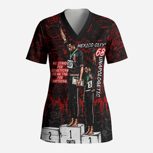 Mexico City 1968 Black Power Salute Scrub Top Unapologetic Civil Rights History Urban Graffiti Art