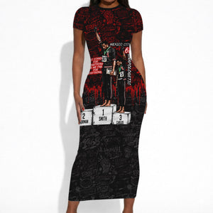 Mexico City 1968 Black Power Salute Short Sleeve Bodycon Dress Unapologetic Civil Rights History Urban Graffiti Art