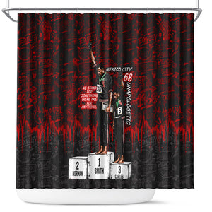 Mexico City 1968 Black Power Salute Shower Curtain Unapologetic Civil Rights History Urban Graffiti Art
