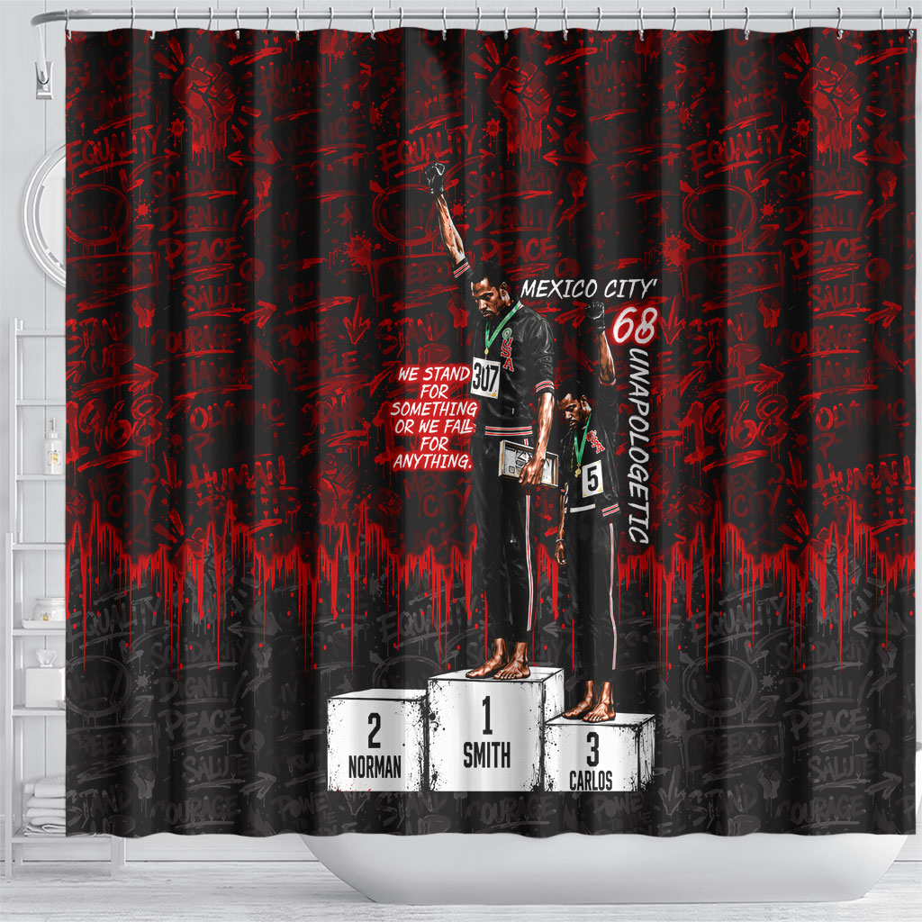 Mexico City 1968 Black Power Salute Shower Curtain Unapologetic Civil Rights History Urban Graffiti Art