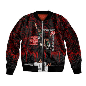 Mexico City 1968 Black Power Salute Sleeve Zip Bomber Jacket Unapologetic Civil Rights History Urban Graffiti Art