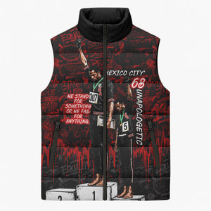 Mexico City 1968 Black Power Salute Sleeveless Puffer Jacket Unapologetic Civil Rights History Urban Graffiti Art