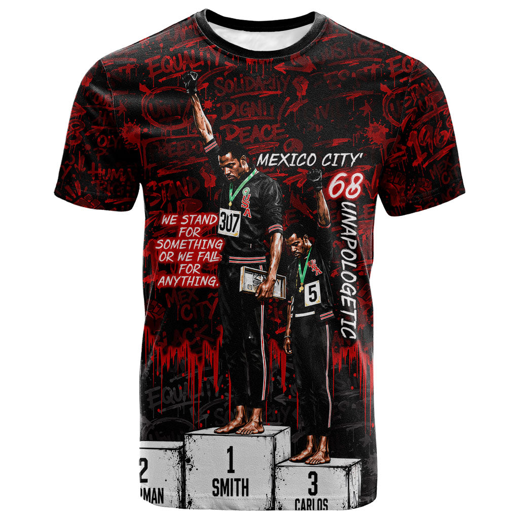 Mexico City 1968 Black Power Salute T shirt Unapologetic Civil Rights History Urban Graffiti Art