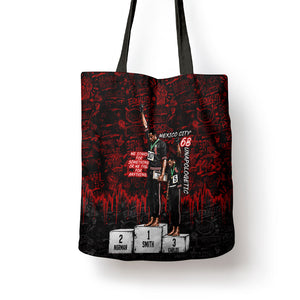 Mexico City 1968 Black Power Salute Tote Bag Unapologetic Civil Rights History Urban Graffiti Art