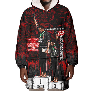 Mexico City 1968 Black Power Salute Wearable Blanket Hoodie Unapologetic Civil Rights History Urban Graffiti Art