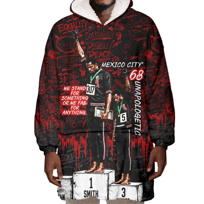 Mexico City 1968 Black Power Salute Wearable Blanket Hoodie Unapologetic Civil Rights History Urban Graffiti Art