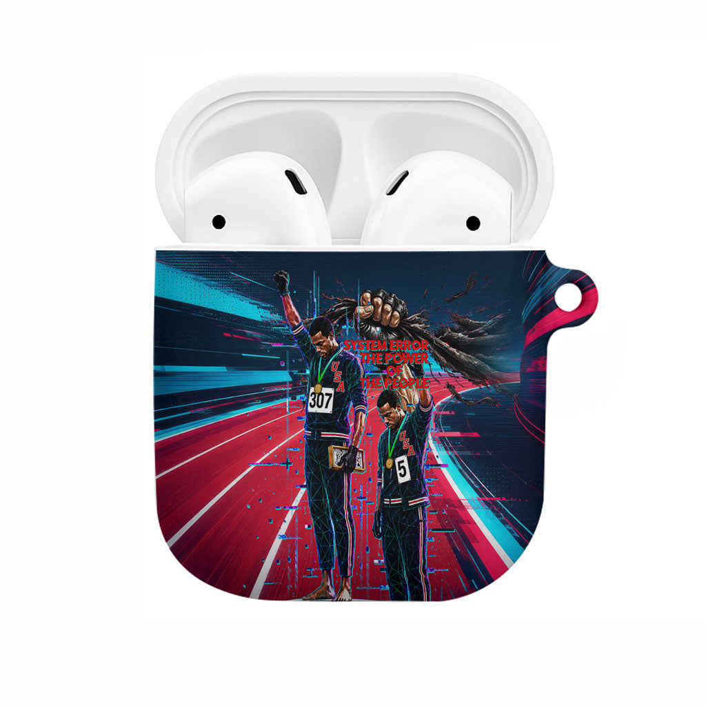 African American 1968 Black Power Salute AirPods Case Retro Cyberpunk Sci-Fi Tech Civil Rights Art