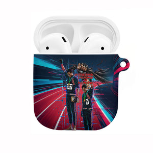 African American 1968 Black Power Salute AirPods Case Retro Cyberpunk Sci-Fi Tech Civil Rights Art