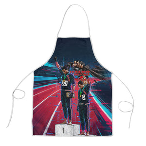 African American 1968 Black Power Salute Apron Retro Cyberpunk Sci-Fi Tech Civil Rights Art