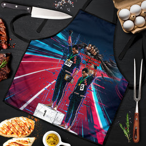 African American 1968 Black Power Salute Apron Retro Cyberpunk Sci-Fi Tech Civil Rights Art