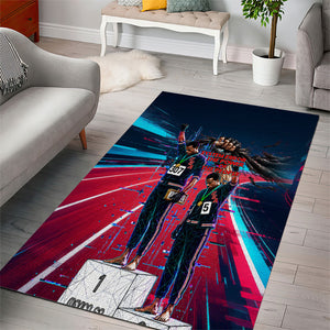 African American 1968 Black Power Salute Area Rug Retro Cyberpunk Sci-Fi Tech Civil Rights Art