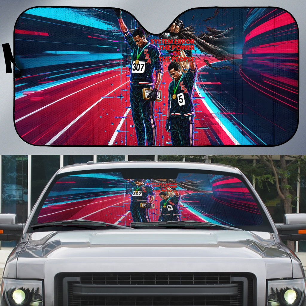 African American 1968 Black Power Salute Auto Sun Shade Retro Cyberpunk Sci-Fi Tech Civil Rights Art