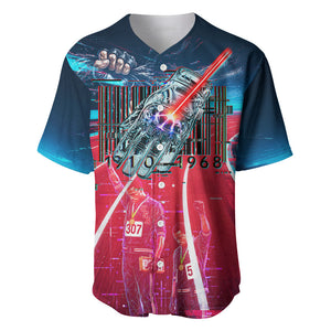 African American 1968 Black Power Salute Baseball Jersey Retro Cyberpunk Sci-Fi Tech Civil Rights Art