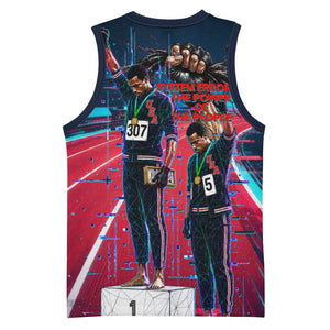 African American 1968 Black Power Salute Basketball Jersey Retro Cyberpunk Sci-Fi Tech Civil Rights Art