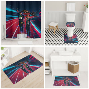African American 1968 Black Power Salute Bathroom Set Retro Cyberpunk Sci-Fi Tech Civil Rights Art