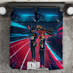 African American 1968 Black Power Salute Bedding Set Retro Cyberpunk Sci-Fi Tech Civil Rights Art