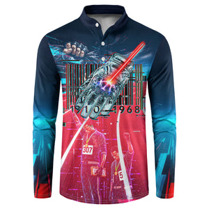 African American 1968 Black Power Salute Button Sweatshirt Retro Cyberpunk Sci-Fi Tech Civil Rights Art