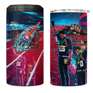African American 1968 Black Power Salute 4 in 1 Can Cooler Tumbler Retro Cyberpunk Sci-Fi Tech Civil Rights Art