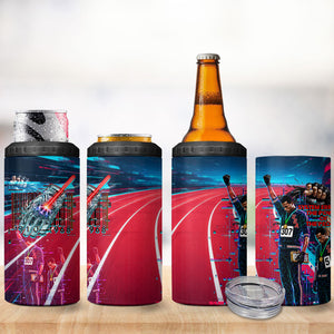 African American 1968 Black Power Salute 4 in 1 Can Cooler Tumbler Retro Cyberpunk Sci-Fi Tech Civil Rights Art