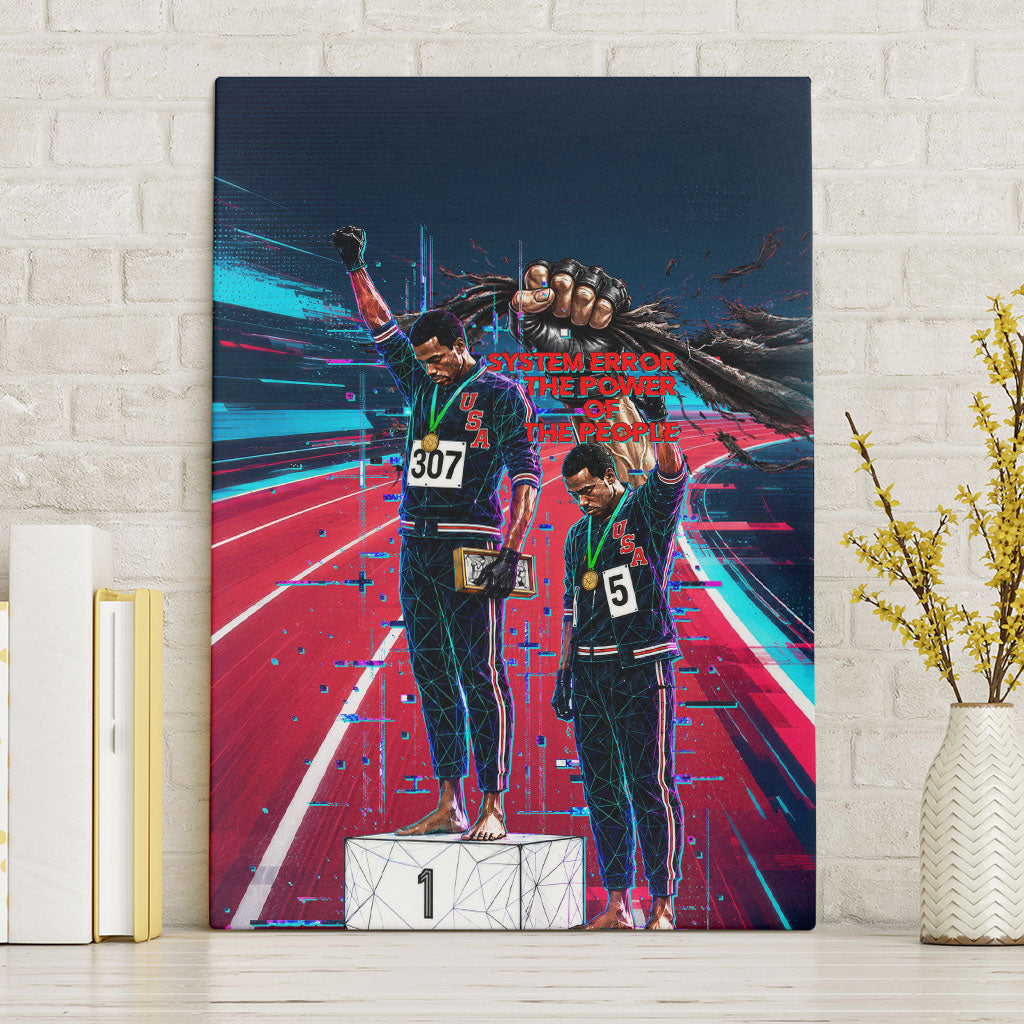 African American 1968 Black Power Salute Canvas Wall Art Retro Cyberpunk Sci-Fi Tech Civil Rights Art