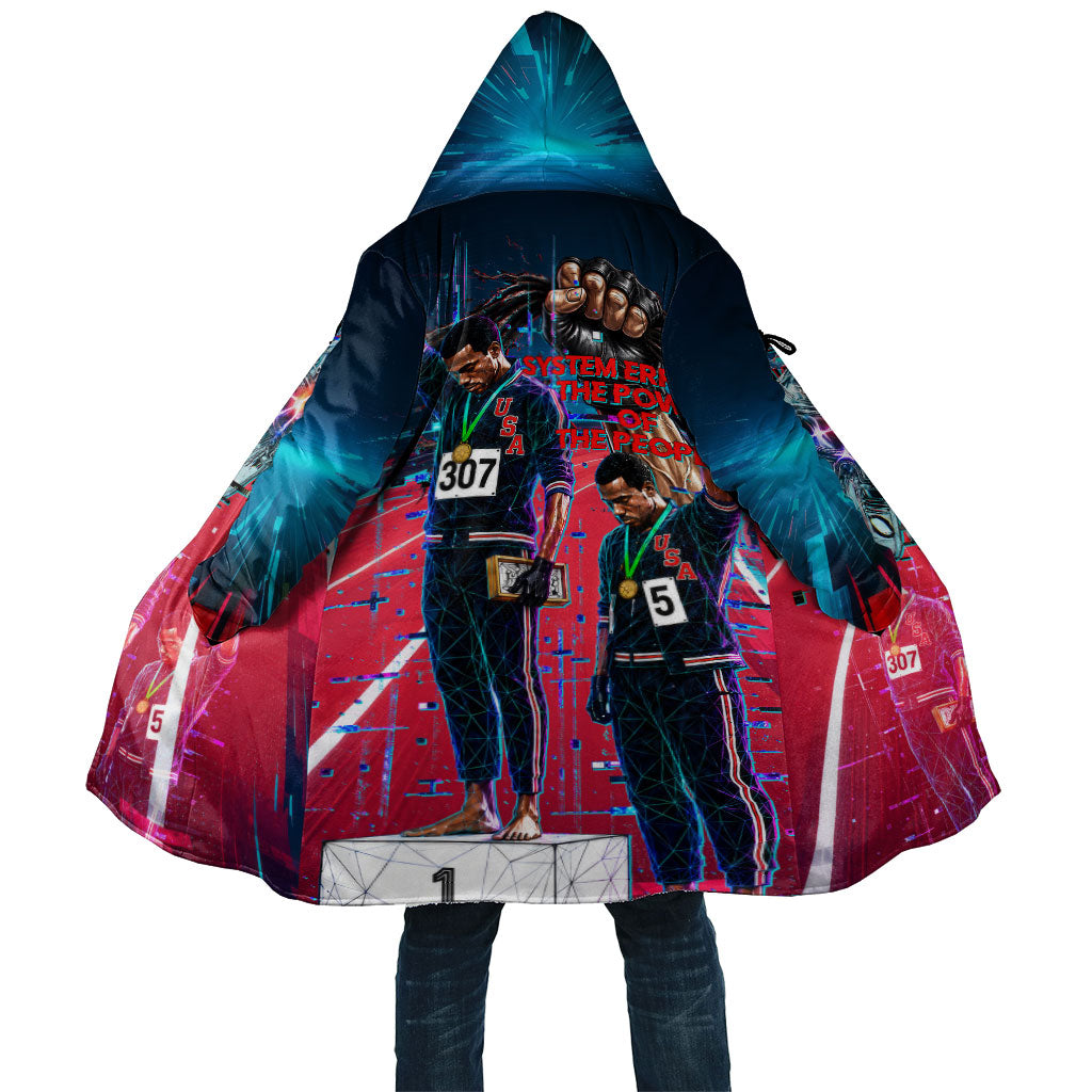 African American 1968 Black Power Salute Cloak Retro Cyberpunk Sci-Fi Tech Civil Rights Art