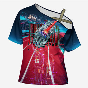 African American 1968 Black Power Salute Cross Shoulder Shirt Retro Cyberpunk Sci-Fi Tech Civil Rights Art