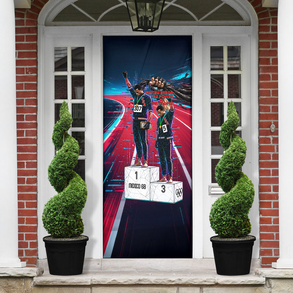 African American 1968 Black Power Salute Door Cover Retro Cyberpunk Sci-Fi Tech Civil Rights Art