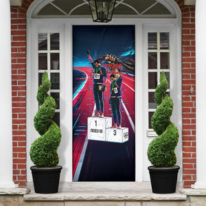 African American 1968 Black Power Salute Door Cover Retro Cyberpunk Sci-Fi Tech Civil Rights Art