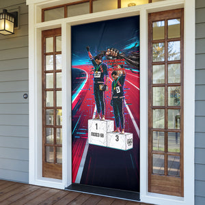 African American 1968 Black Power Salute Door Cover Retro Cyberpunk Sci-Fi Tech Civil Rights Art
