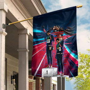 African American 1968 Black Power Salute Garden Flag Retro Cyberpunk Sci-Fi Tech Civil Rights Art