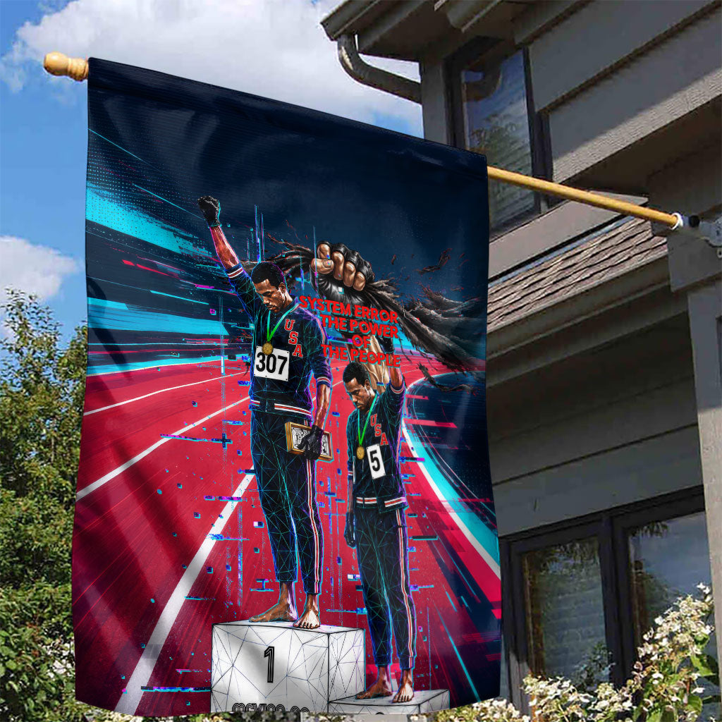 African American 1968 Black Power Salute Garden Flag Retro Cyberpunk Sci-Fi Tech Civil Rights Art
