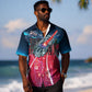 African American 1968 Black Power Salute Hawaiian Shirt Retro Cyberpunk Sci-Fi Tech Civil Rights Art