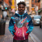 African American 1968 Black Power Salute Hoodie Retro Cyberpunk Sci-Fi Tech Civil Rights Art